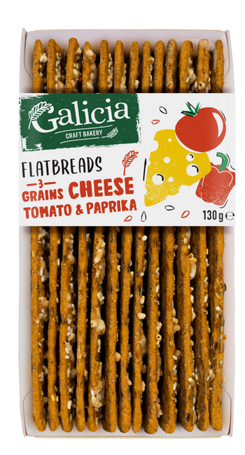 Galicia Flatbreads Cheese, Tomato + Paprika 130g | Galicia Craft Bakery